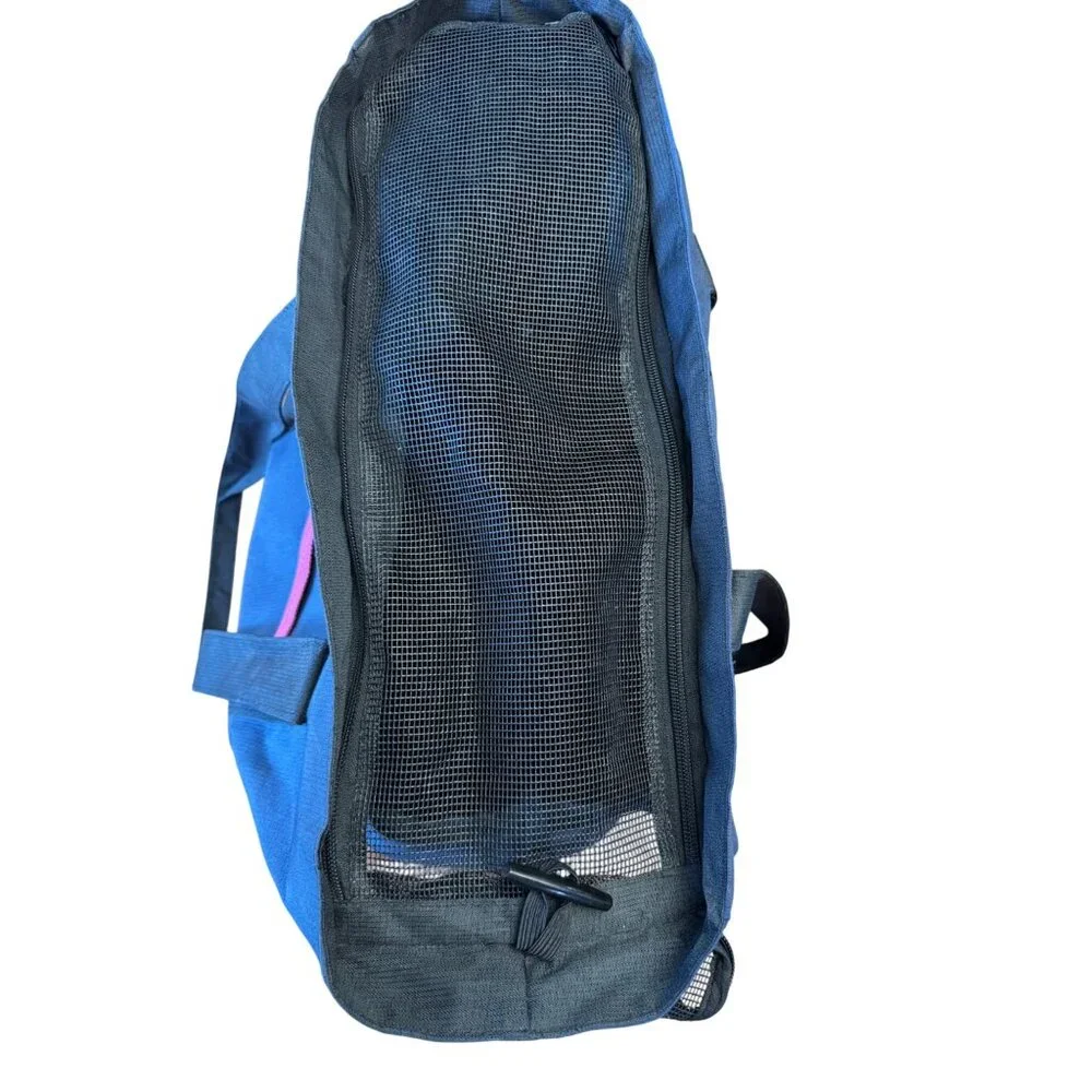 Pet Carrier Tote Navy Mesh Ends & Top Zipper Openings Cats Small Dogs